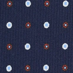 CRAVATTA SARTORIALE CLASSICA IN SETA BLU SCURO Microfantasia fiore
