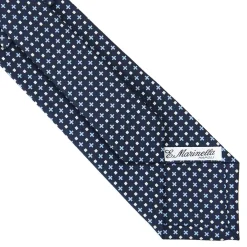 CRAVATTA SARTORIALE CLASSICA IN SETA BLU SCURO Microfantasia fiore