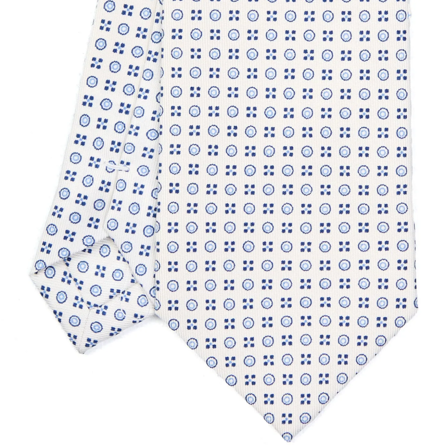 CRAVATTA SARTORIALE CLASSICA IN SETA BIANCA Microfantasia fiore