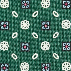 CRAVATTA SARTORIALE CLASSICA IN SETA VERDE SCURO Microfantasia fiore