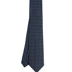 CRAVATTA SARTORIALE CLASSICA IN SETA BLU SCURO Microfantasia fiore