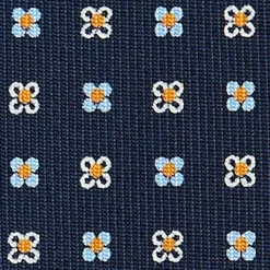 CRAVATTA SARTORIALE CLASSICA IN SETA BLU SCURO Microfantasia fiore