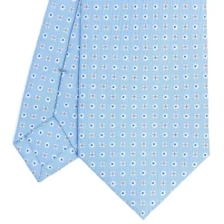 CRAVATTA SARTORIALE CLASSICA IN SETA AZZURRA Microfantasia fiore