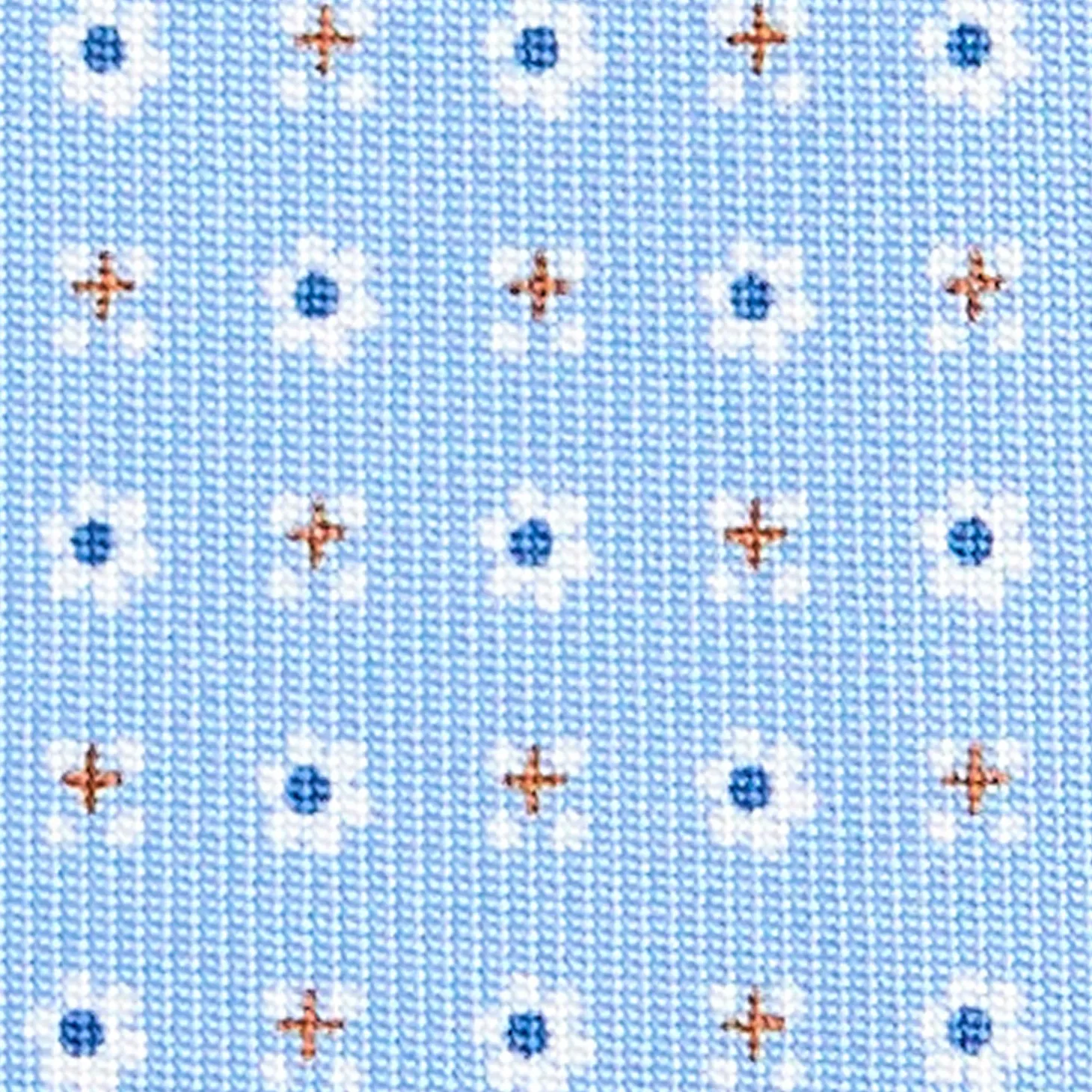 CRAVATTA SARTORIALE CLASSICA IN SETA AZZURRA Microfantasia fiore