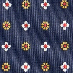 CRAVATTA SARTORIALE CLASSICA IN SETA BLU SCURO Microfantasia fiore