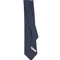CRAVATTA SARTORIALE CLASSICA IN SETA BLU SCURO Microfantasia fiore