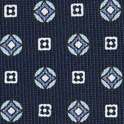 CRAVATTA SARTORIALE CLASSICA IN SETA BLU SCURO Microfantasia fiore