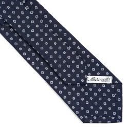 CRAVATTA SARTORIALE CLASSICA IN SETA BLU SCURO Microfantasia fiore