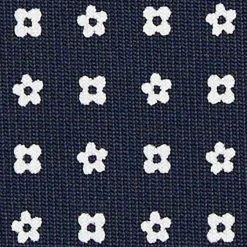 CRAVATTA SARTORIALE CLASSICA IN SETA BLU SCURO Microfantasia fiore