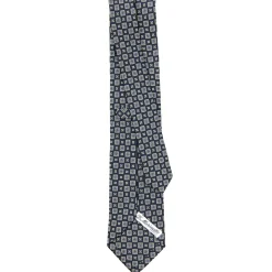 CRAVATTA SARTORIALE CLASSICA IN SETA BLU SCURO Microfantasia fiore