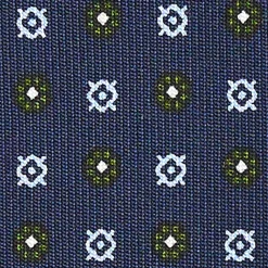 CRAVATTA SARTORIALE CLASSICA IN SETA BLU SCURO Microfantasia fiore