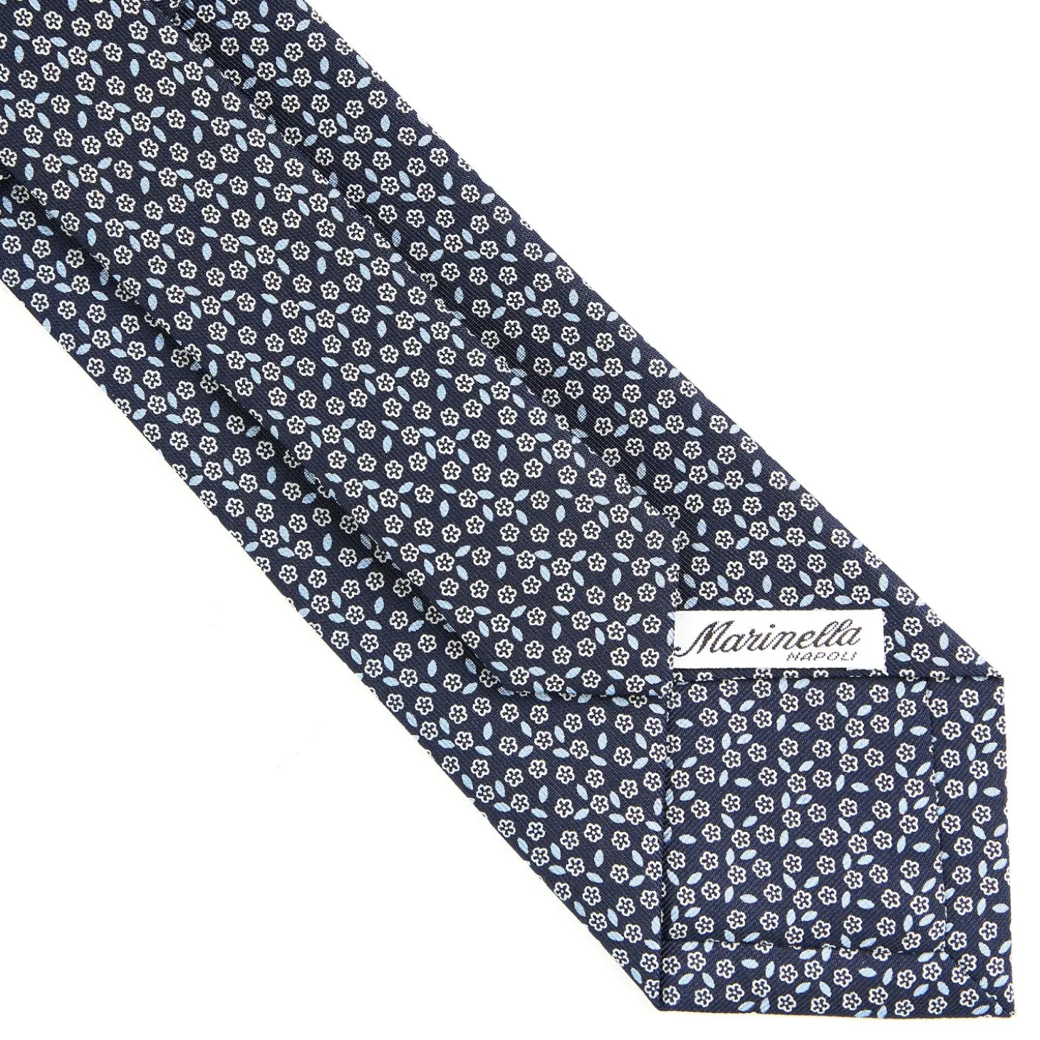 CRAVATTA SARTORIALE CLASSICA IN SETA BLU SCURO Microfantasia fiore