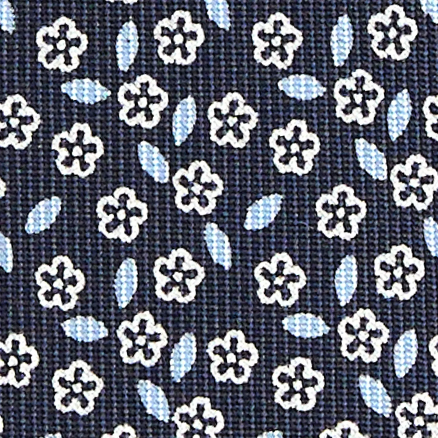 CRAVATTA SARTORIALE CLASSICA IN SETA BLU SCURO Microfantasia fiore