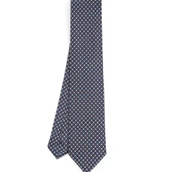 CRAVATTA SARTORIALE CLASSICA IN SETA BLU SCURO Microfantasia