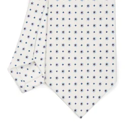CRAVATTA SARTORIALE CLASSICA IN SETA BIANCA Microfantasia fiore
