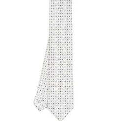 CRAVATTA SARTORIALE CLASSICA IN SETA BIANCA Microfantasia fiore