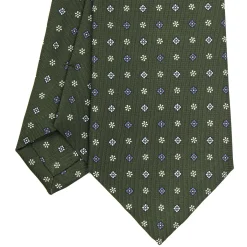 CRAVATTA SARTORIALE CLASSICA IN SETA VERDE OLIVA Microfantasia fiore