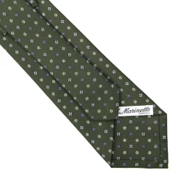 CRAVATTA SARTORIALE CLASSICA IN SETA VERDE OLIVA Microfantasia fiore