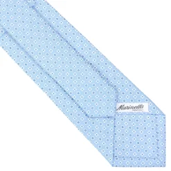 CRAVATTA SARTORIALE CLASSICA IN SETA AZZURRA Microfantasia fiore