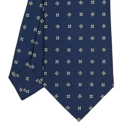 CRAVATTA SARTORIALE CLASSICA IN SETA BLU SCURO Microfantasia fiore