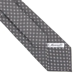 CRAVATTA SARTORIALE CLASSICA IN SETA GRIGIO SCURO Microfantasia fiore