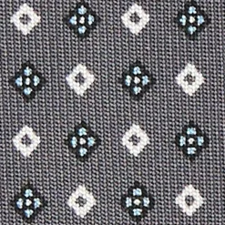 CRAVATTA SARTORIALE CLASSICA IN SETA GRIGIO SCURO Microfantasia fiore
