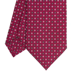CRAVATTA SARTORIALE CLASSICA IN SETA FUCSIA Microfantasia fiore