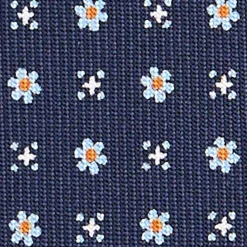 CRAVATTA SARTORIALE CLASSICA IN SETA BLU SCURO Microfantasia fiore