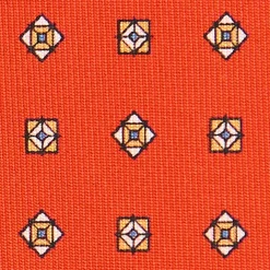 CRAVATTA SARTORIALE CLASSICA IN SETA ARANCIONE Microfantasia fiore