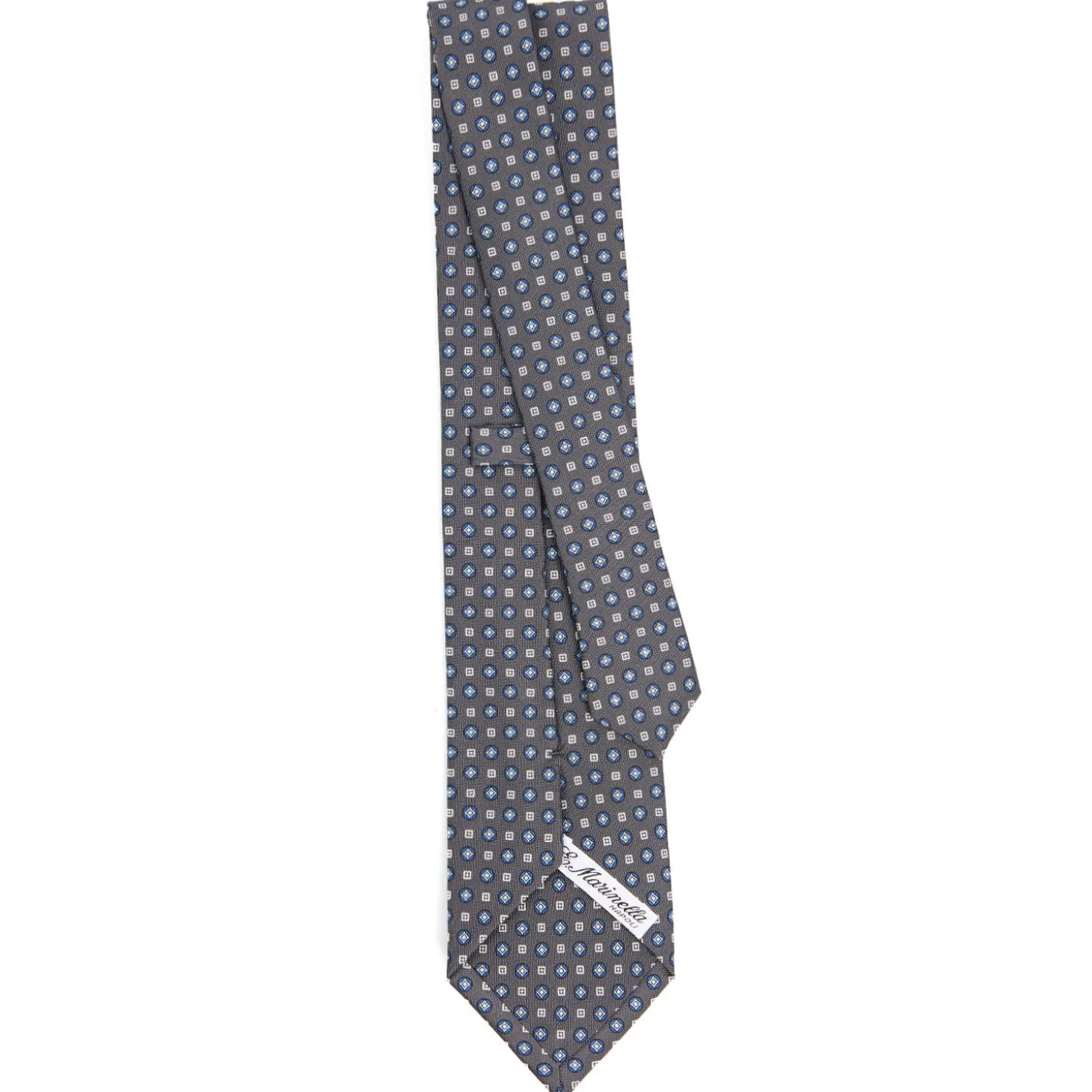 CRAVATTA SARTORIALE CLASSICA IN SETA GRIGIO SCURO Microfantasia fiore