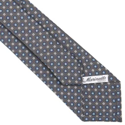 CRAVATTA SARTORIALE CLASSICA IN SETA GRIGIO SCURO Microfantasia fiore