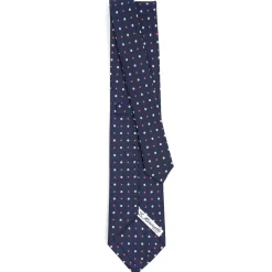CRAVATTA SARTORIALE CLASSICA IN SETA BLU SCURO Microfantasia fiore