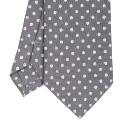CRAVATTA SARTORIALE CLASSICA IN SETA GRIGIO SCURO Microfantasia fiore