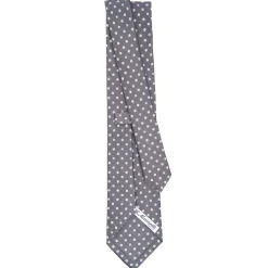 CRAVATTA SARTORIALE CLASSICA IN SETA GRIGIO SCURO Microfantasia fiore