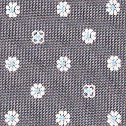 CRAVATTA SARTORIALE CLASSICA IN SETA GRIGIO SCURO Microfantasia fiore