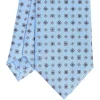 CRAVATTA SARTORIALE CLASSICA IN SETA AZZURRA Microfantasia fiore