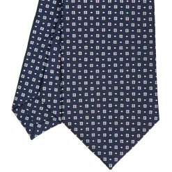 CRAVATTA SARTORIALE CLASSICA IN SETA BLU SCURO Microfantasia fiore