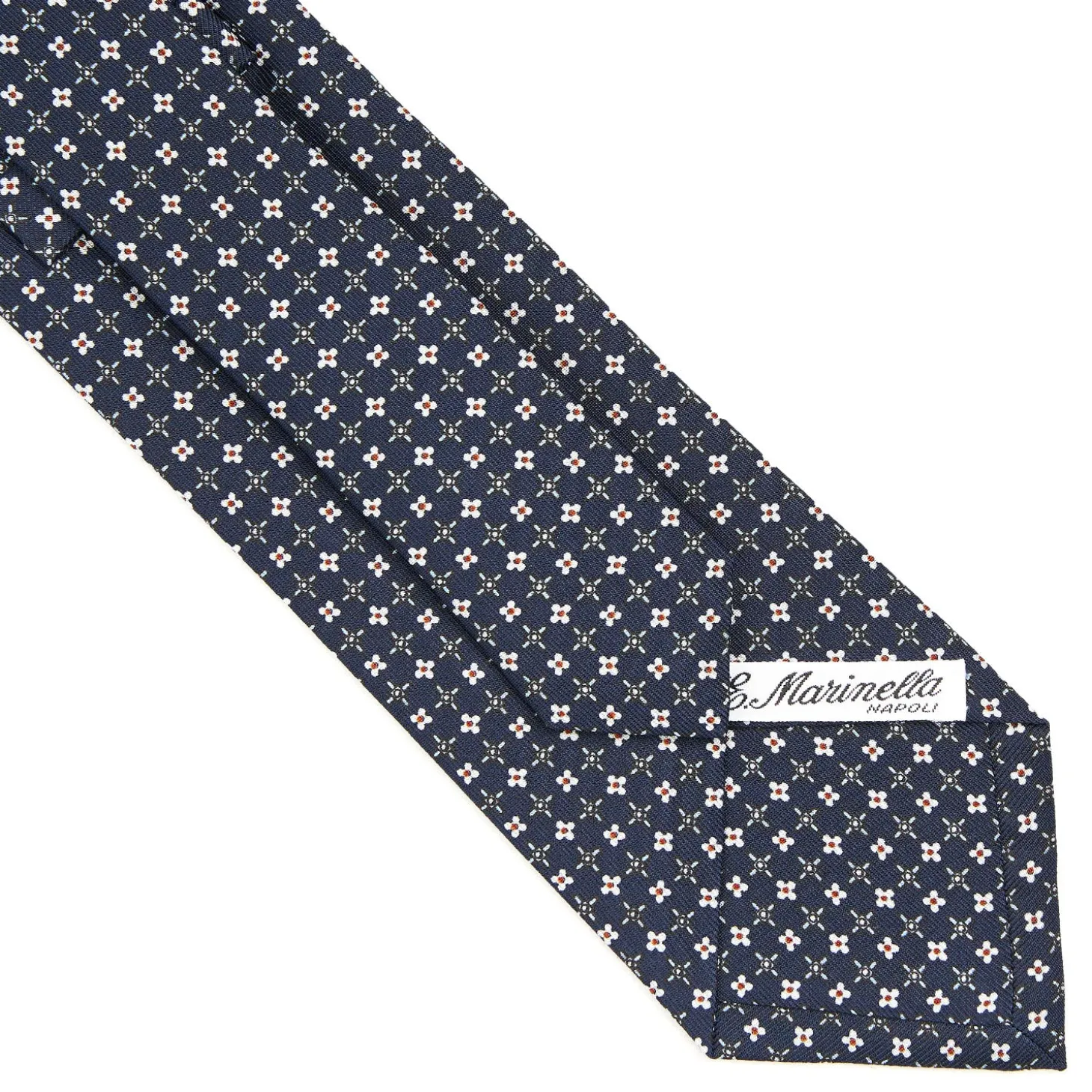 CRAVATTA SARTORIALE CLASSICA IN SETA BLU SCURO Microfantasia fiore
