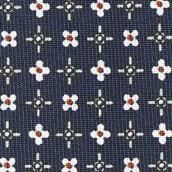 CRAVATTA SARTORIALE CLASSICA IN SETA BLU SCURO Microfantasia fiore