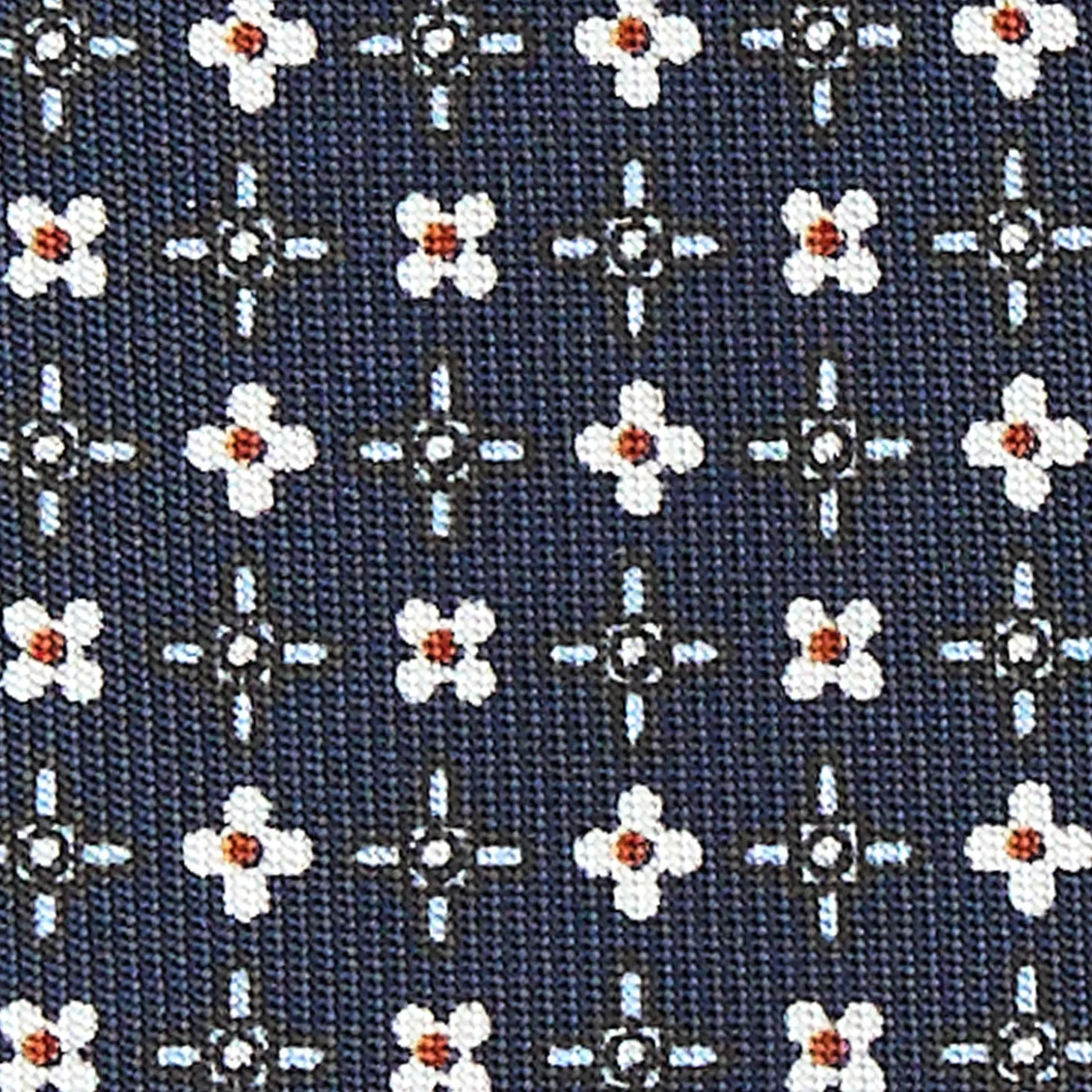 CRAVATTA SARTORIALE CLASSICA IN SETA BLU SCURO Microfantasia fiore