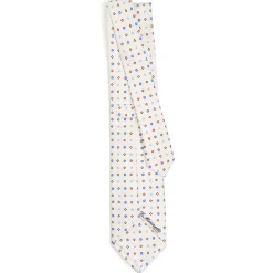 CRAVATTA SARTORIALE CLASSICA IN SETA BIANCA Microfantasia fiore