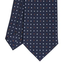 CRAVATTA SARTORIALE CLASSICA IN SETA BLU SCURO Microfantasia fiore
