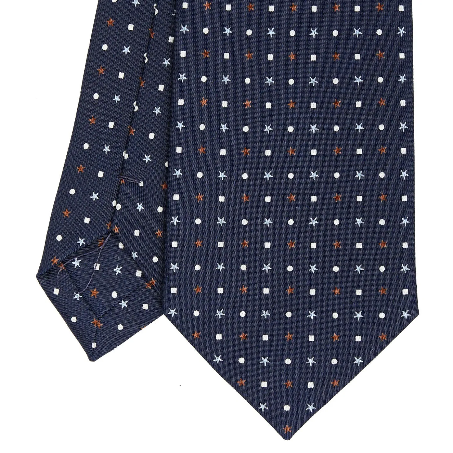 CRAVATTA SARTORIALE CLASSICA IN SETA BLU SCURO Microfantasia fiore