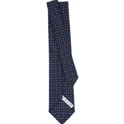 CRAVATTA SARTORIALE CLASSICA IN SETA BLU SCURO Microfantasia fiore