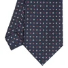 CRAVATTA SARTORIALE CLASSICA IN SETA BLU SCURO Microfantasia fiore