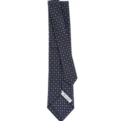 CRAVATTA SARTORIALE CLASSICA IN SETA BLU SCURO Microfantasia fiore