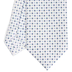 CRAVATTA SARTORIALE CLASSICA IN SETA BIANCA Microfantasia fiore