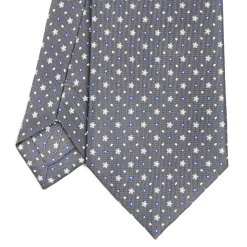 CRAVATTA SARTORIALE CLASSICA IN SETA GRIGIO SCURO Microfantasia fiore