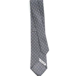 CRAVATTA SARTORIALE CLASSICA IN SETA GRIGIO SCURO Microfantasia fiore