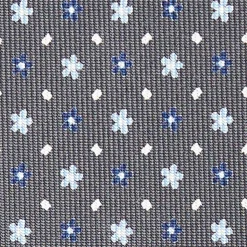 CRAVATTA SARTORIALE CLASSICA IN SETA GRIGIO SCURO Microfantasia fiore